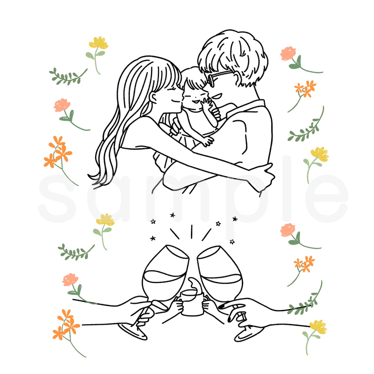 商用ok！ちょっとおしゃれで個性的な線画描きます 結婚式のペーパー類やアイコン、挿絵など用途沢山！ イメージ4