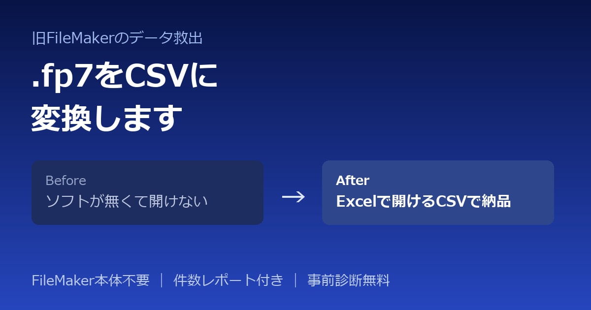 旧FileMakerのデータをCSVにします FileMaker本体なしで、昔のファイルから救出 イメージ1