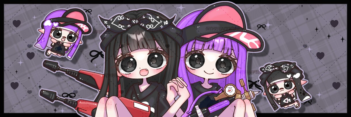 ヘッダーイラストを描きます 通常イラストのペアヘッダー依頼です イメージ1