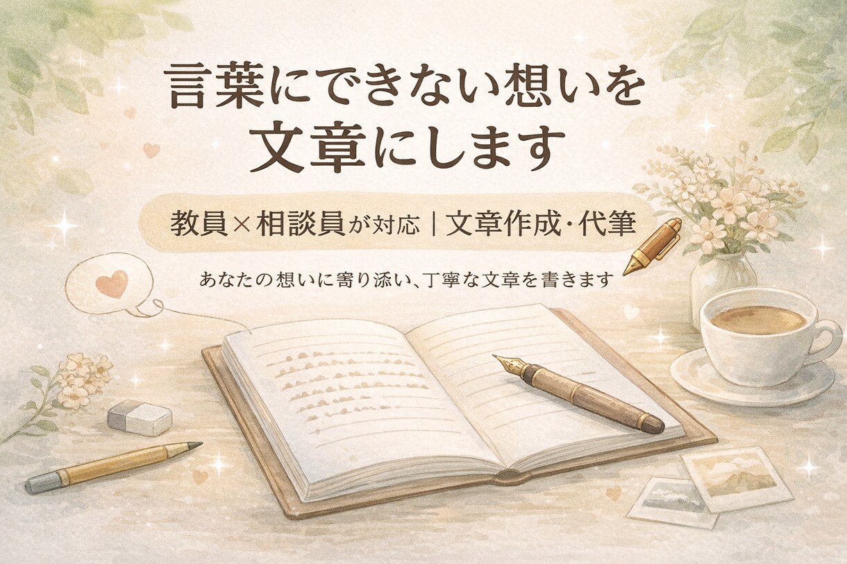元教員×相談員｜想いを丁寧に代筆します 保護者・教員どちらも対応｜手紙・作文・スピーチ・学級通信 イメージ1