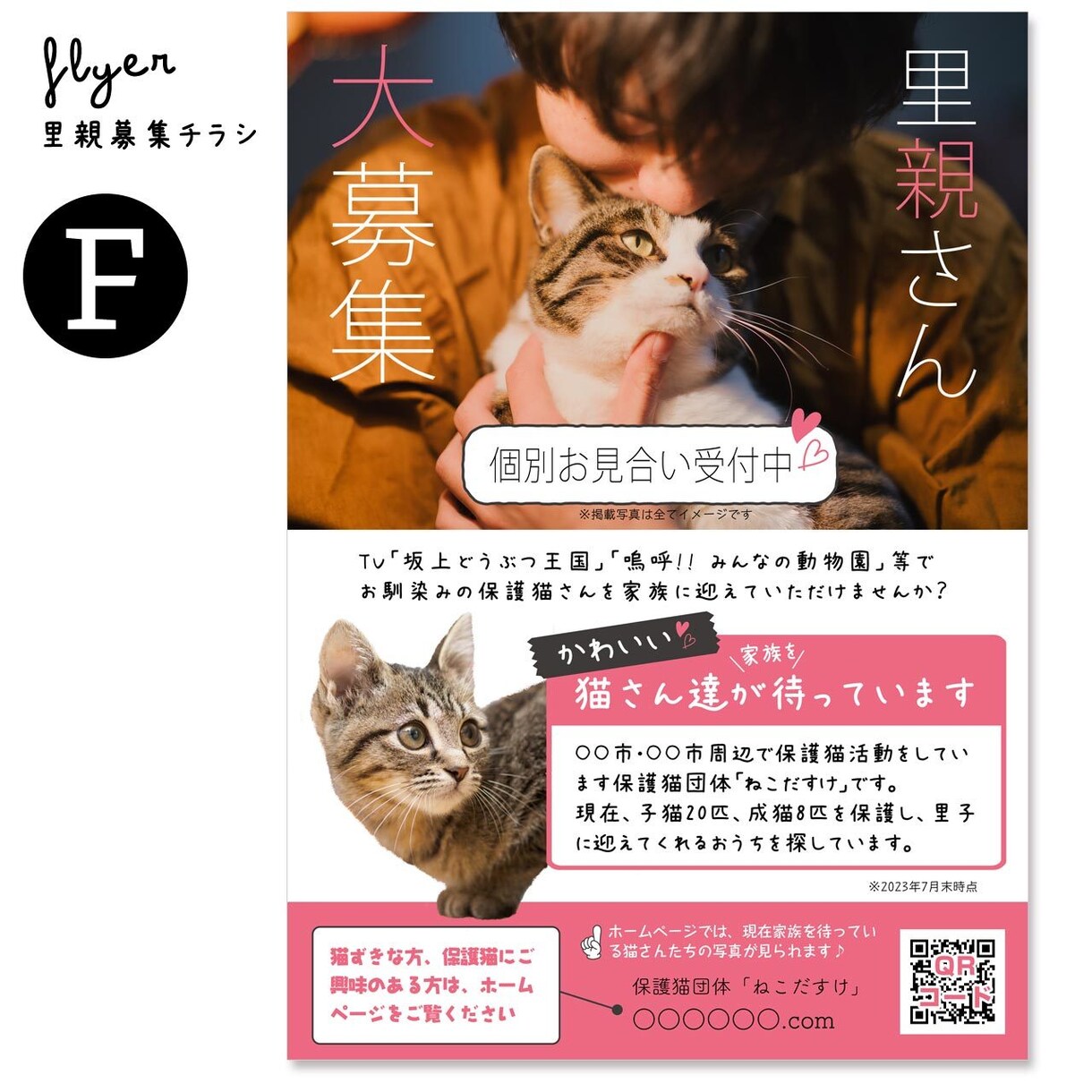 里親募集チラシ（保護団体さま用）をお作りします 保護猫･保護犬活動を広くお知らせしましょう！ イメージ8