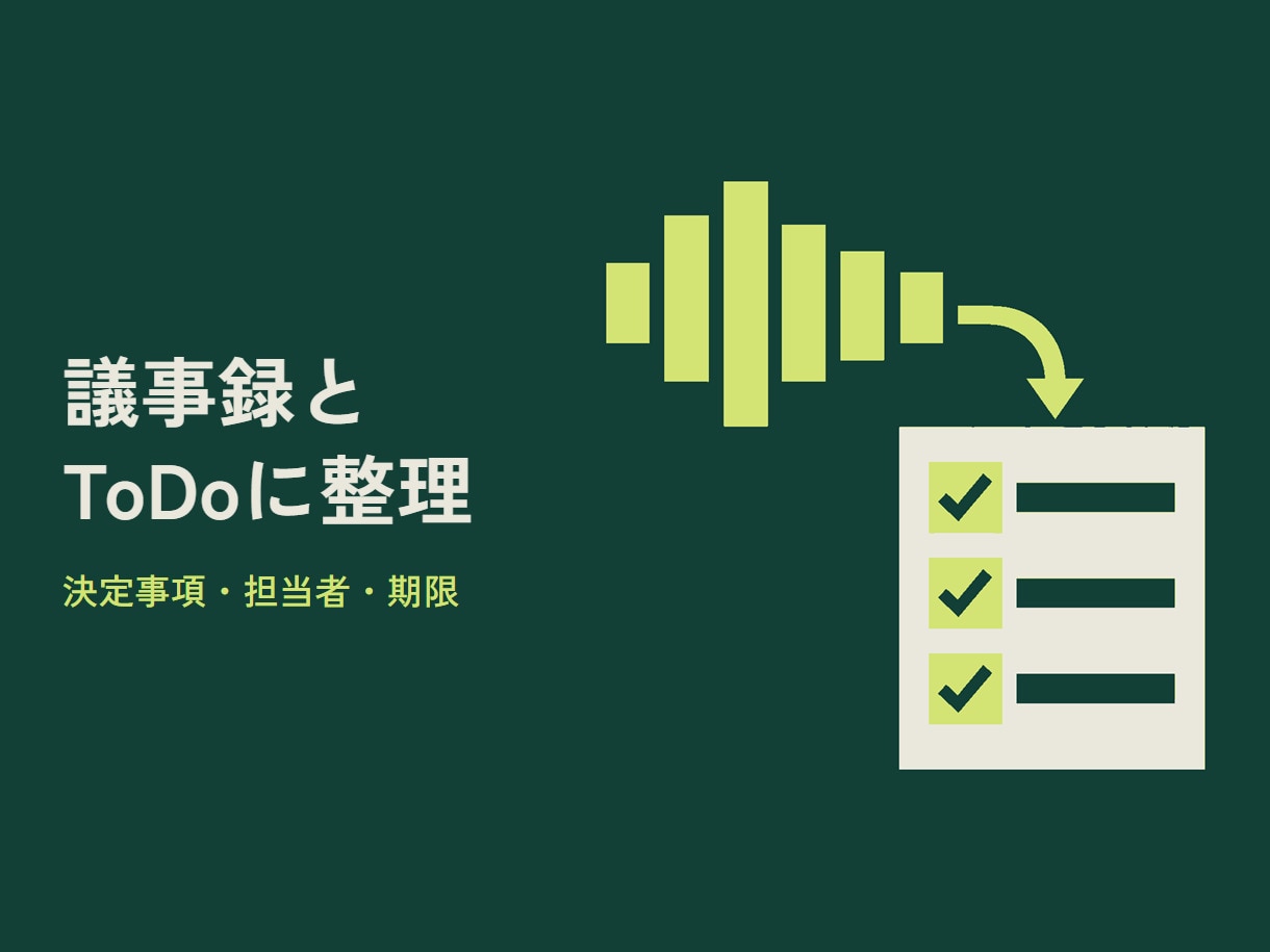 録音やメモから議事録とToDoを整理します 決定事項・担当者・期限が分かるWord議事録 イメージ1