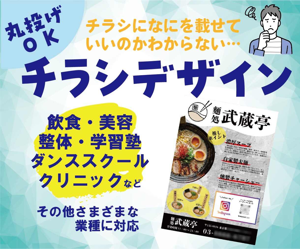 限定3名様！チラシ丸投げ15,000円で作ります 飲食・居酒屋・カフェ・、サロン・クリニック・スクール等に対応 イメージ1