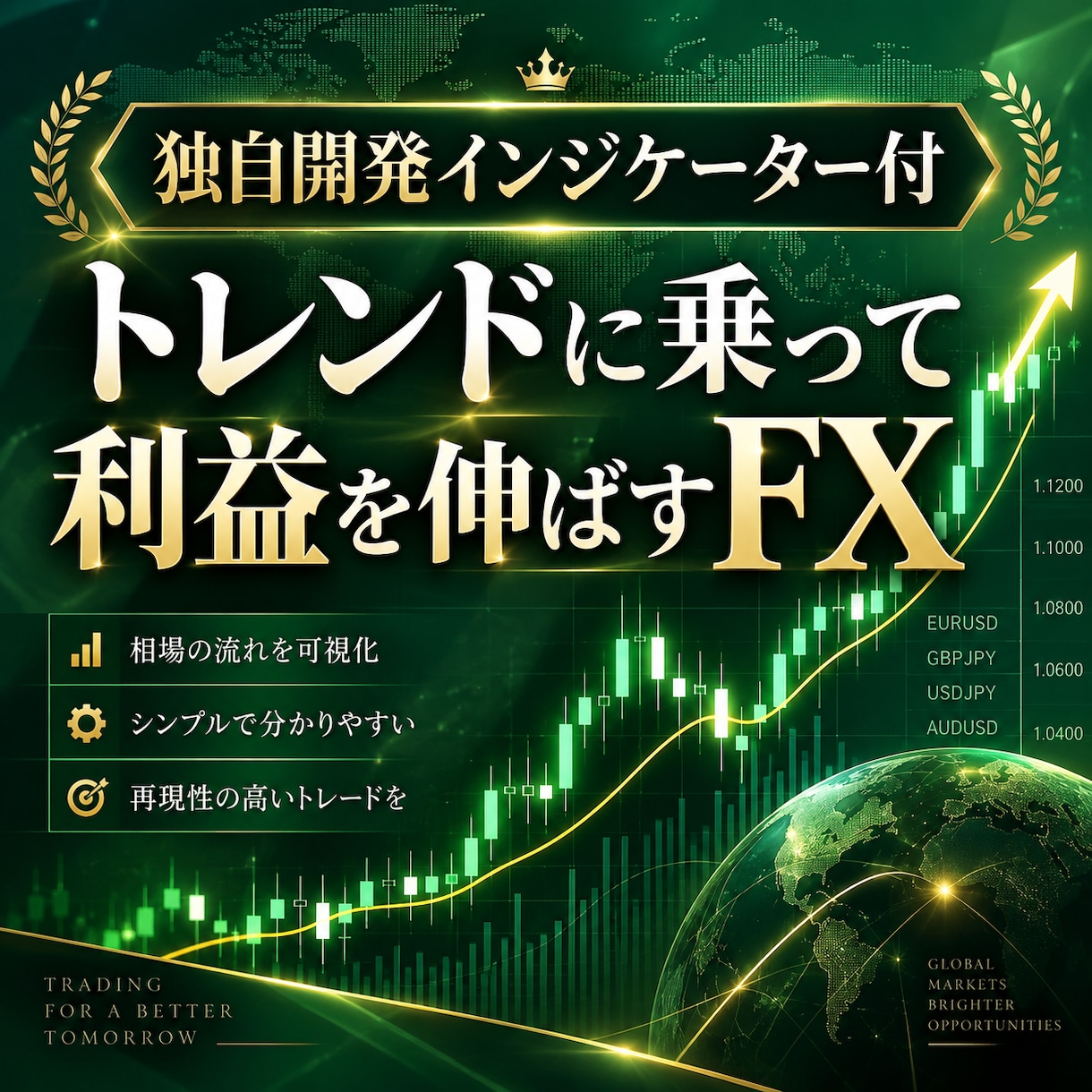 チャート分析不要！トレンド追随型FX手法教えます 無裁量、オリジナルインジケーター、チャンスで自動メール機能付 イメージ1