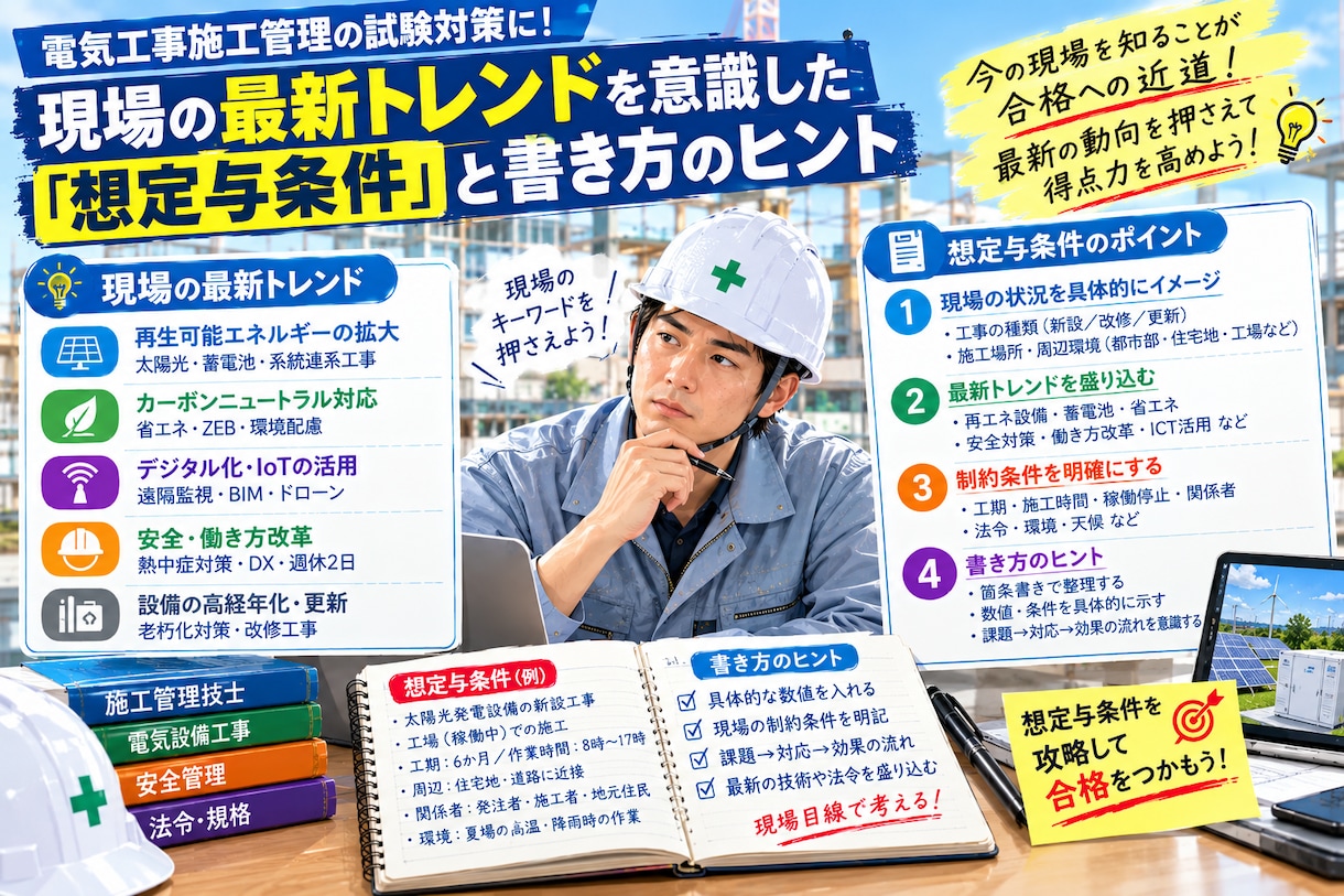 試験に間に合わない！与条件と回答案を提案します 電気工事施工管理技士◆2次試験対策　経験記述の回答試案作成 イメージ1