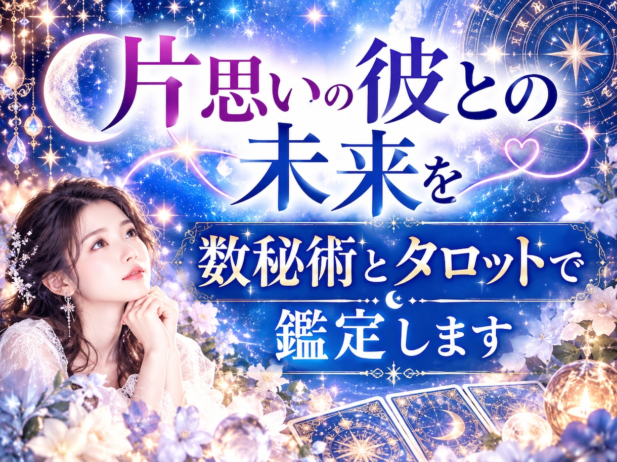 片思いの彼の気持ち、あなたが取るべき行動を占います 数秘術とタロットで恋を読み解き、恋愛成就へと導きます。 イメージ1