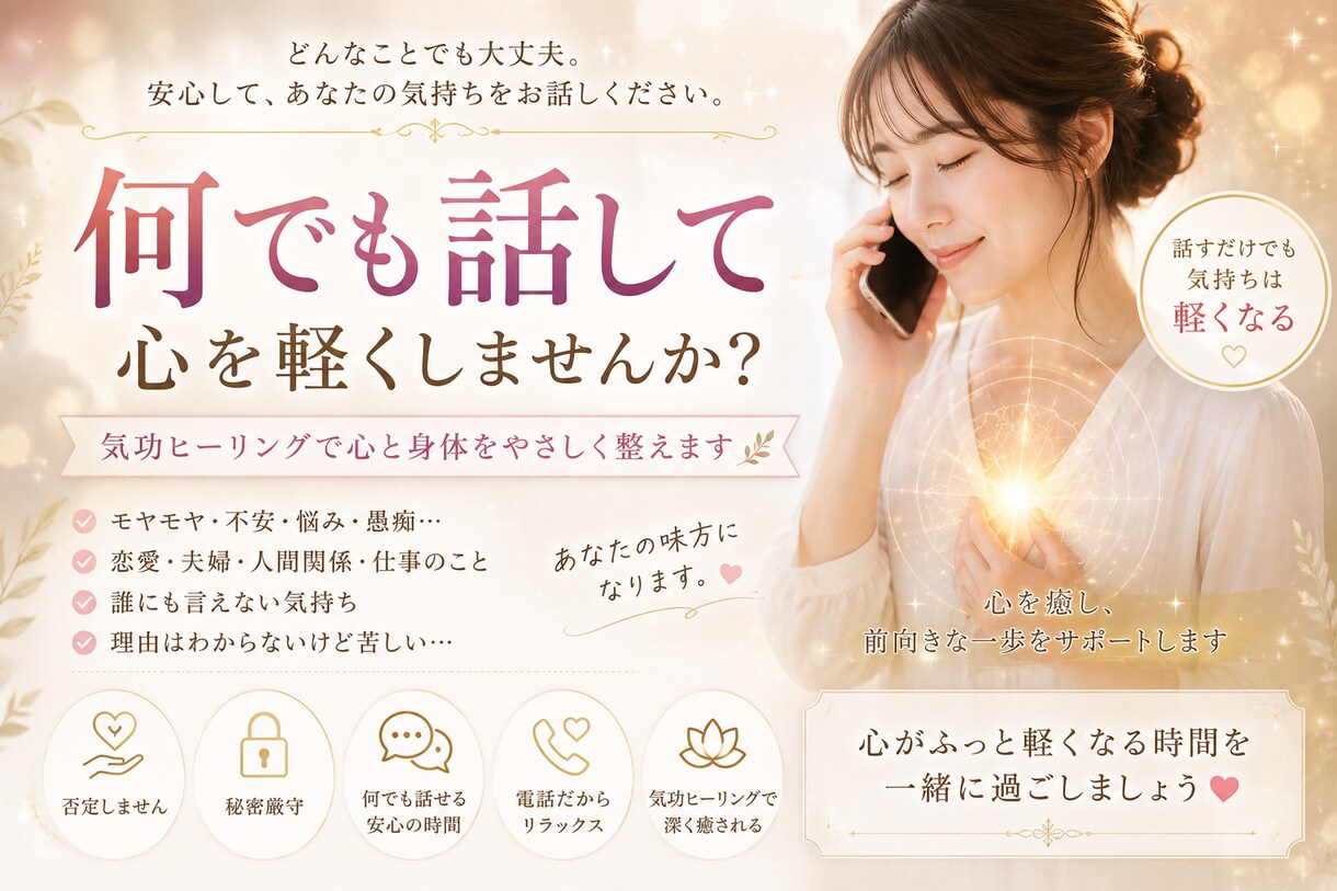 夫婦関係についてお悩みの方ヒーリングします どうにもならない気持ち、気功ヒーリングで心を整えます イメージ2