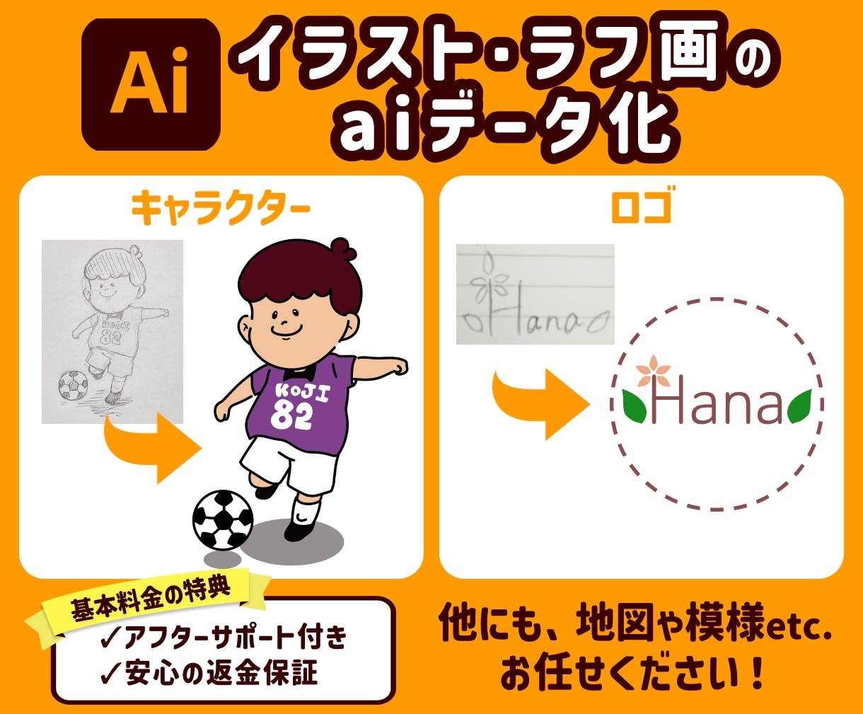 手描きイラストやラフ画をトレース・データ化します ココナラ最安値！カラーのお任せも承ります！ イメージ1