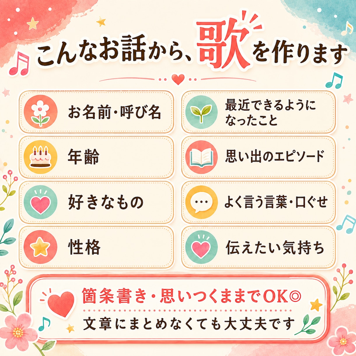 誕生日・成長記録にわが子のオリジナル曲を作ります 写真では残せない“今”を、世界にひとつの歌に イメージ2