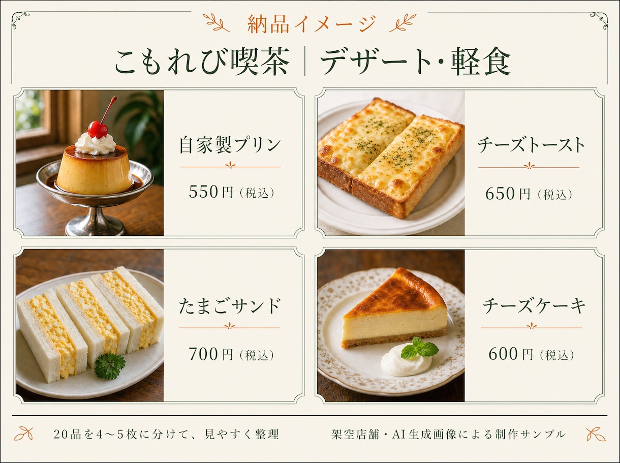 Googleマップ用の店舗紹介とメニューを作ります 20品まで写真・税込価格入りの掲載用データを制作 イメージ2