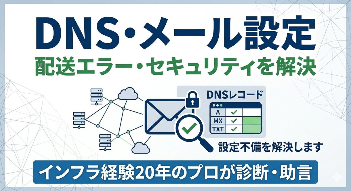DNSやメール設定の不備｜配送エラーを解決します DNSやメール設定の不備をなくすサポートをいたします イメージ1