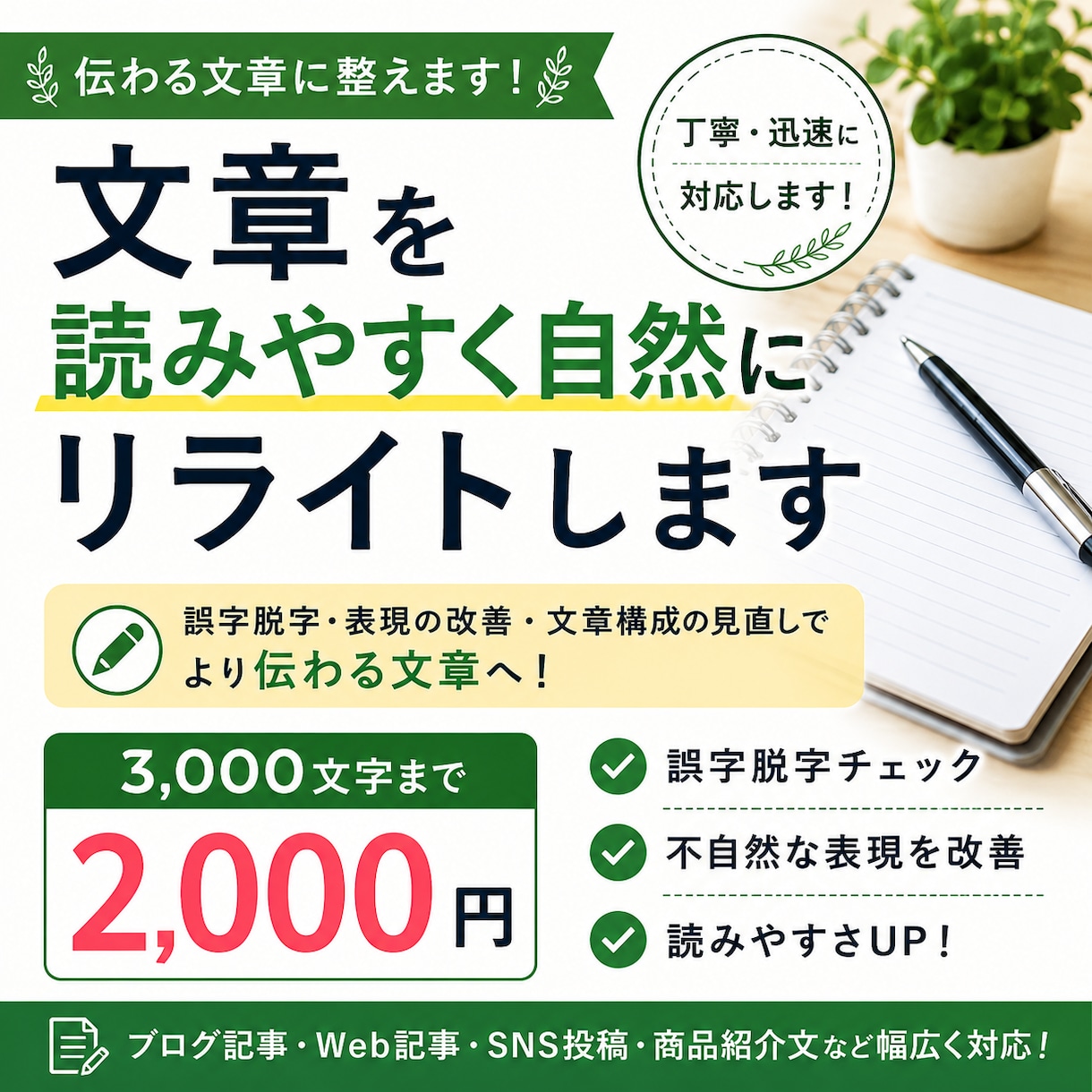 文章を読みやすく自然にリライトします 誤字脱字や不自然な表現も丁寧に修正します イメージ1