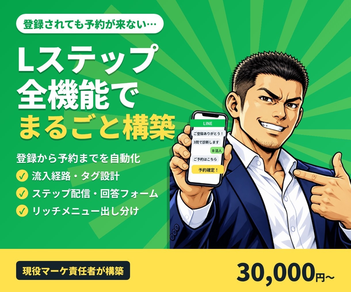 Lステップを全機能で構築し予約まで自動化します セグメント・ステップ・予約まで全機能で構築 イメージ1