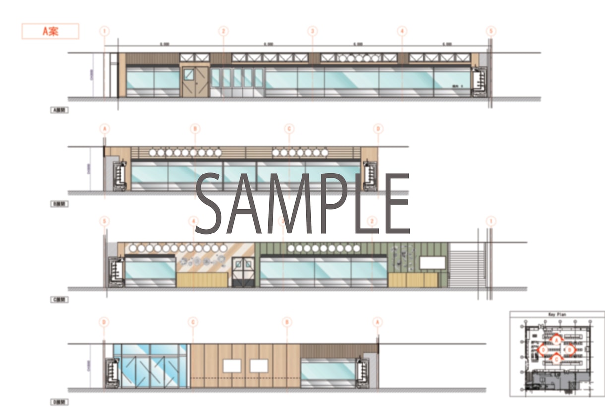 商業施設の内装図面など作図します 平面、展開、造作、什器など内装デザイン経験者が作図します イメージ1