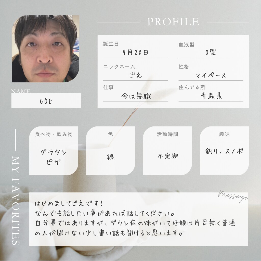 何でも話したい事話して下さいお話聞きます 趣味の話でも何でも話して下さい。少し重い内容でも大丈夫ですよ イメージ1