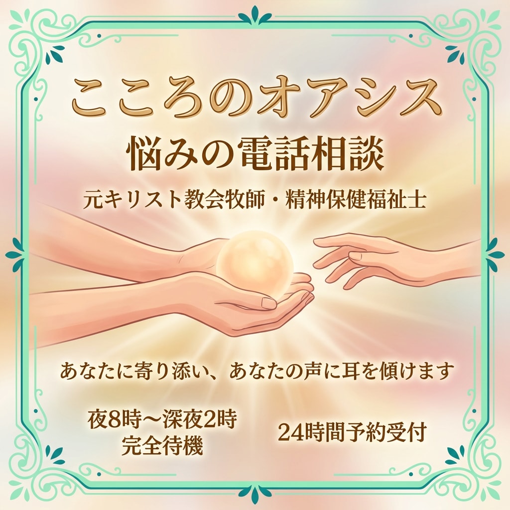深夜電話相談室/夜８時～深夜２時まで開設しています 夜中に誰かと話したい時】元牧師精神保健福祉士にすぐ電話下さい イメージ4