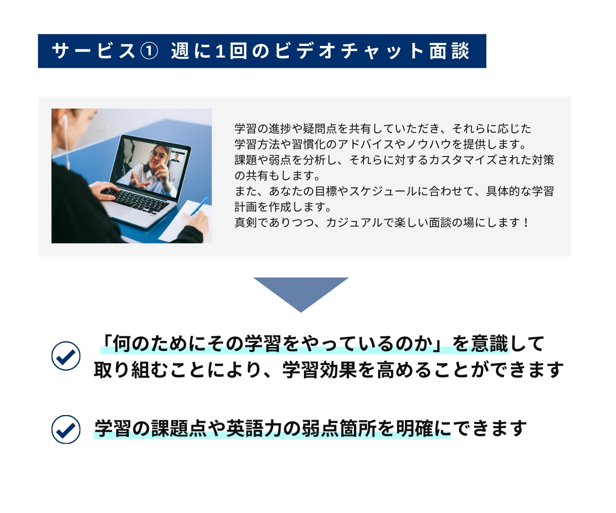 英語コーチング | １ヶ月間の英語学習の伴走します 元高校英語教員の私が学習の習慣化・効率化のサポートします！ イメージ3