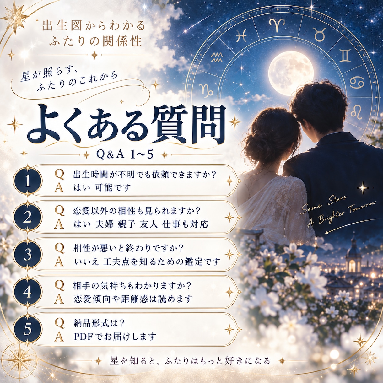 出生図からふたりの相性と関係性を丁寧に読み解きます 惹かれ合い/すれ違いやすい点/関係を育てるヒントまで星で鑑定 イメージ7