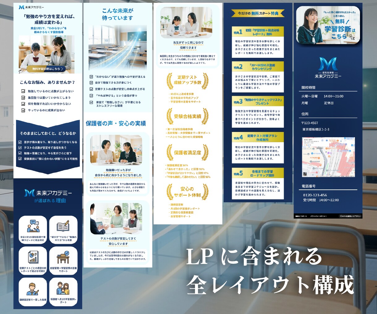 Ｃａｎｖａ学習塾専用LＰテンプレを販売します スマホ専用,LP,ＨＰ作成に！ＡＩ文章＆動画付きで１時間公開 イメージ6