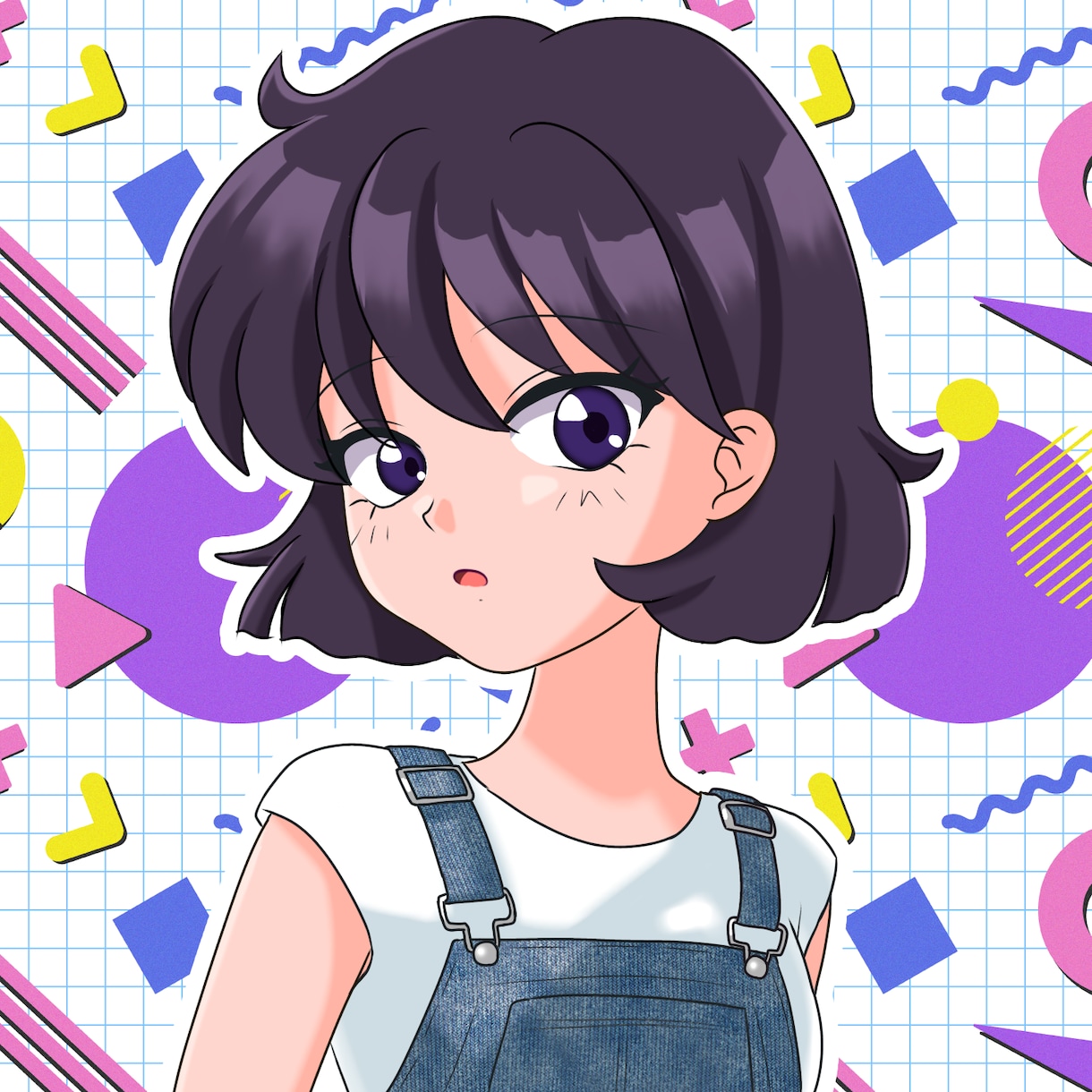 90年代アニメ風♡キュンとときめくアイコン描きます 平成女子全員集合！懐かしい☆商用OKのエモ可愛いイラスト♡ イメージ9