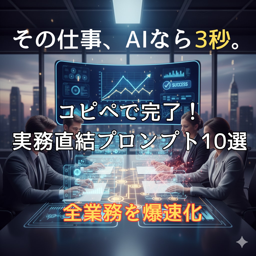 AI仕事術プロンプト集。会社員の全業務を爆速化ます コピペで完了。メール・議事録・資料構成をAIが数秒で代行。 イメージ1
