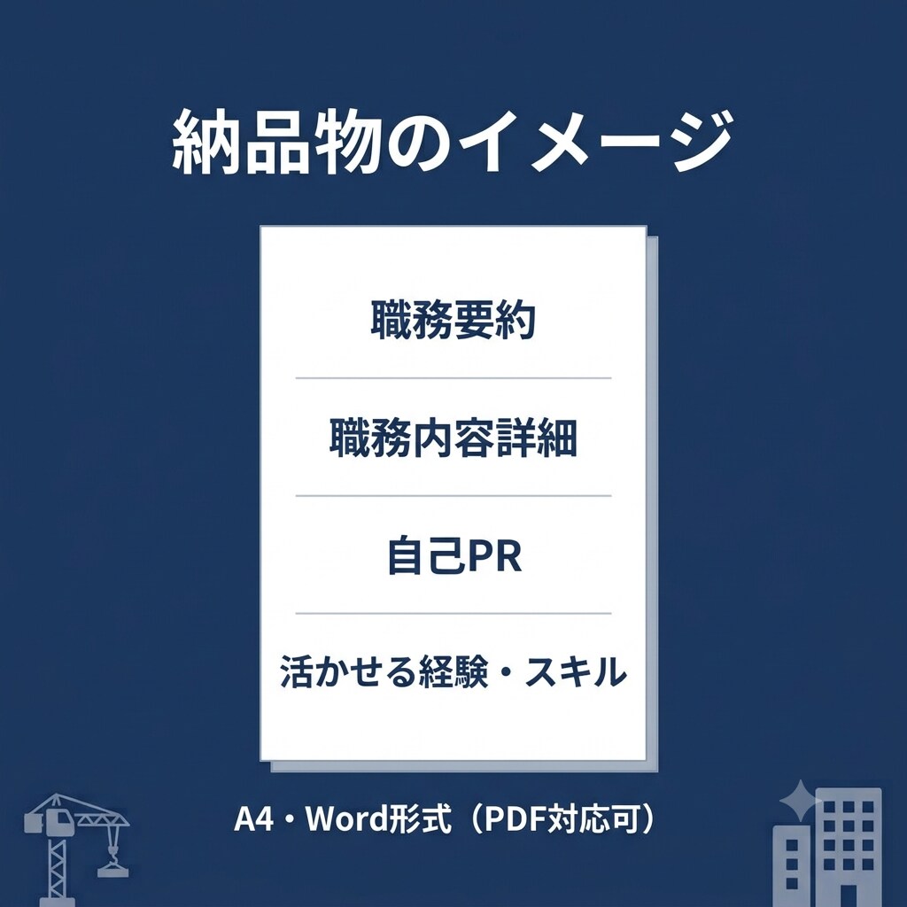 建設・不動産業界向け/職務経歴書を作成します 施工管理・現場監督等の経験を、正しく言葉にします イメージ5