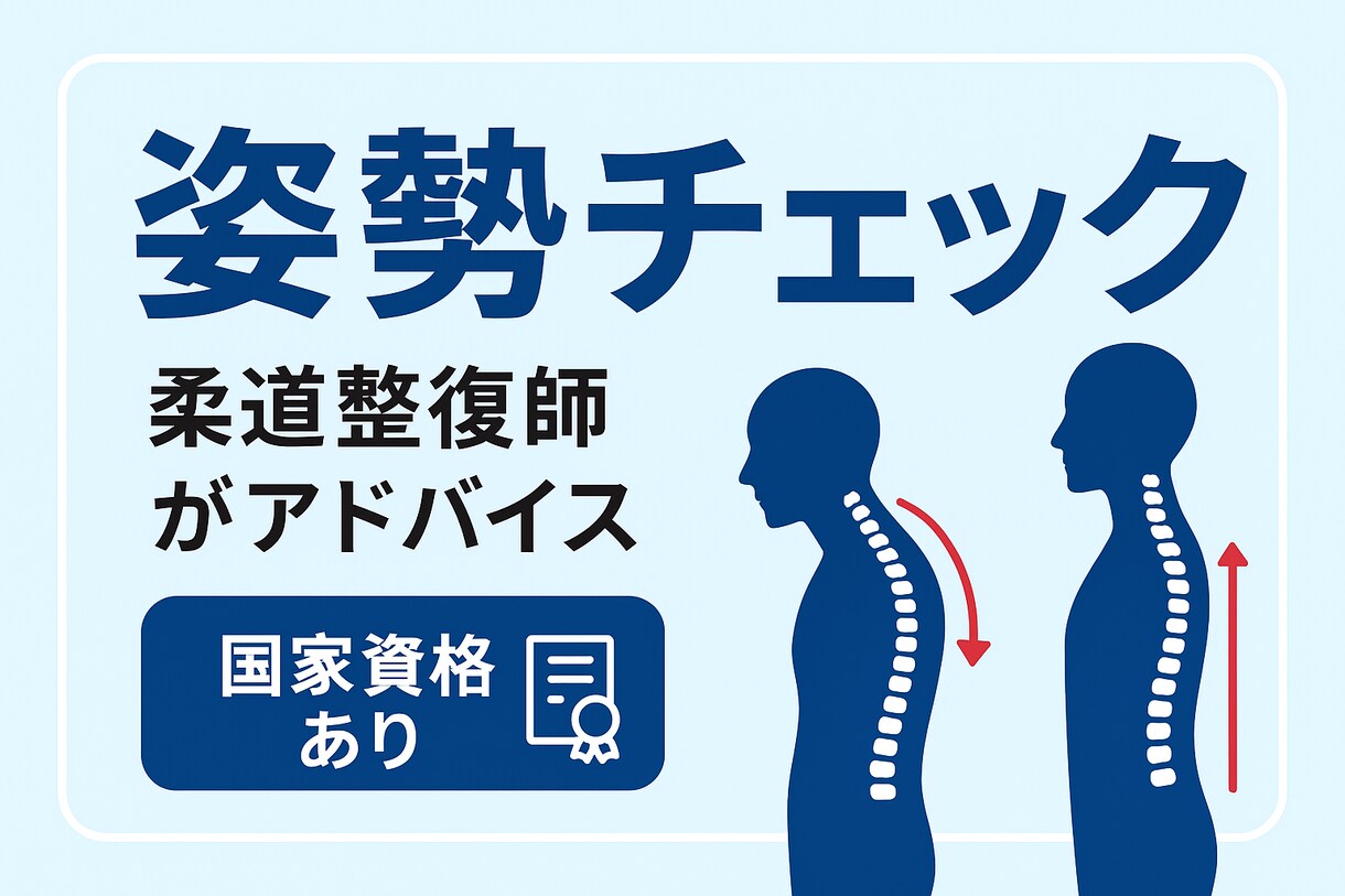 肩こり腰痛姿勢分析＆セルフケアをアドバイスします 経験豊富な柔道整復師が猫背・巻き肩・反り腰など歪みをチェック イメージ1