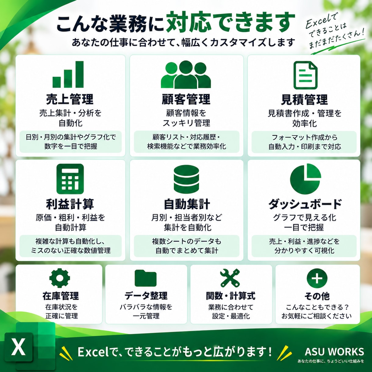 Excelの面倒な業務を効率化・自動化します 管理・集計・計算をあなたの業務専用に仕組み化 イメージ2