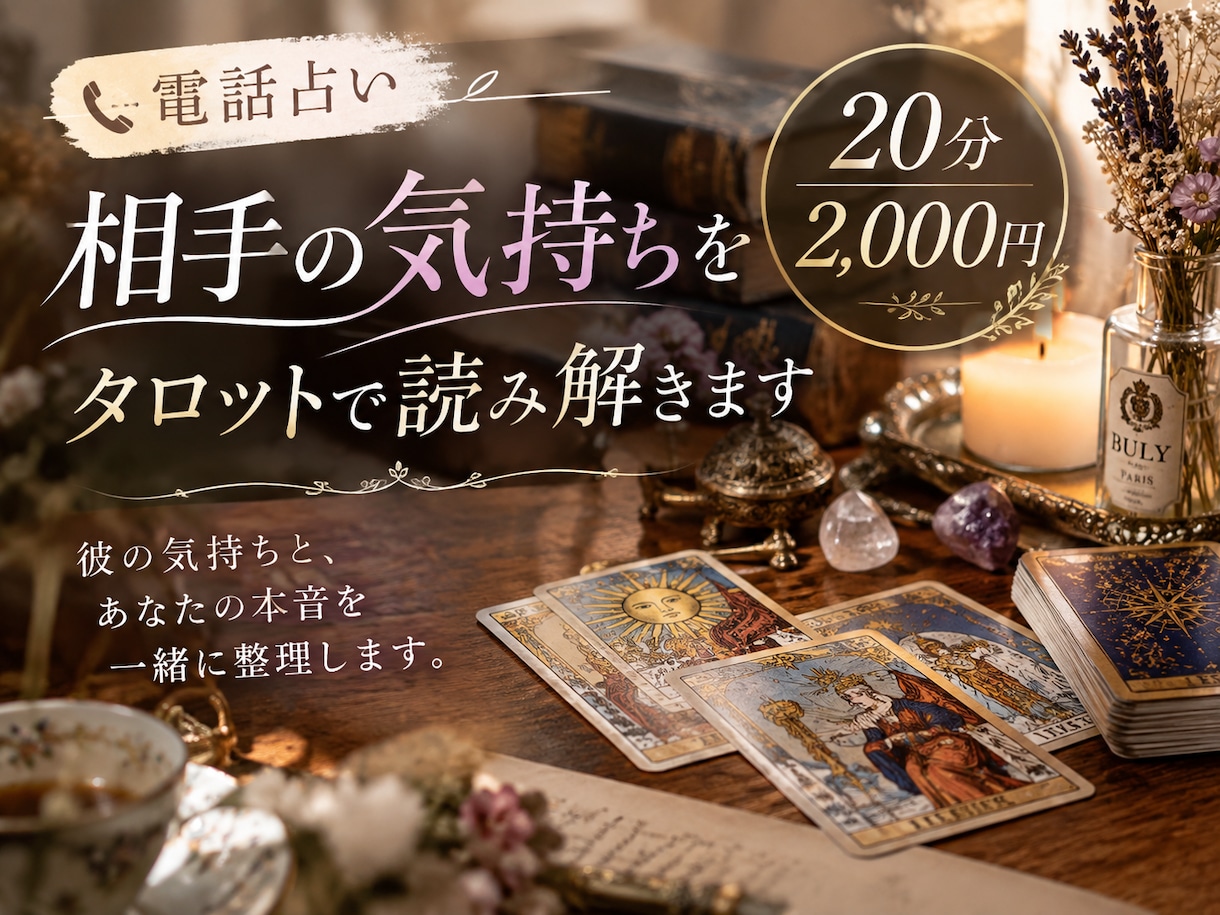電話占い｜相手の気持ちをタロットで読み解きます 彼の気持ちと、あなたの本音を一緒に整理します イメージ1