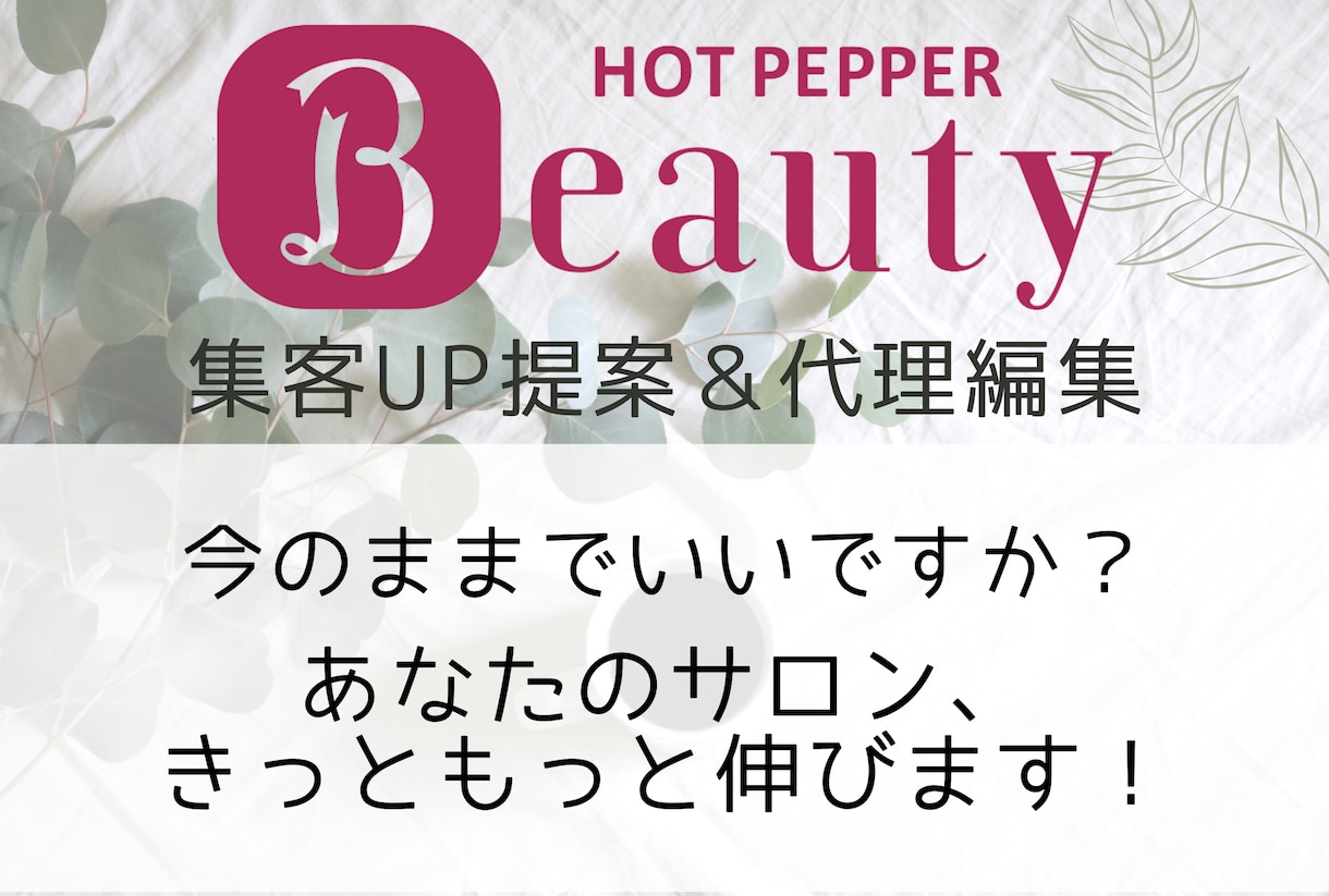 ホットペッパービューティーの集客UP提案します 集客に伸び悩んでいるオーナー様を元リクルート社員が救います イメージ2
