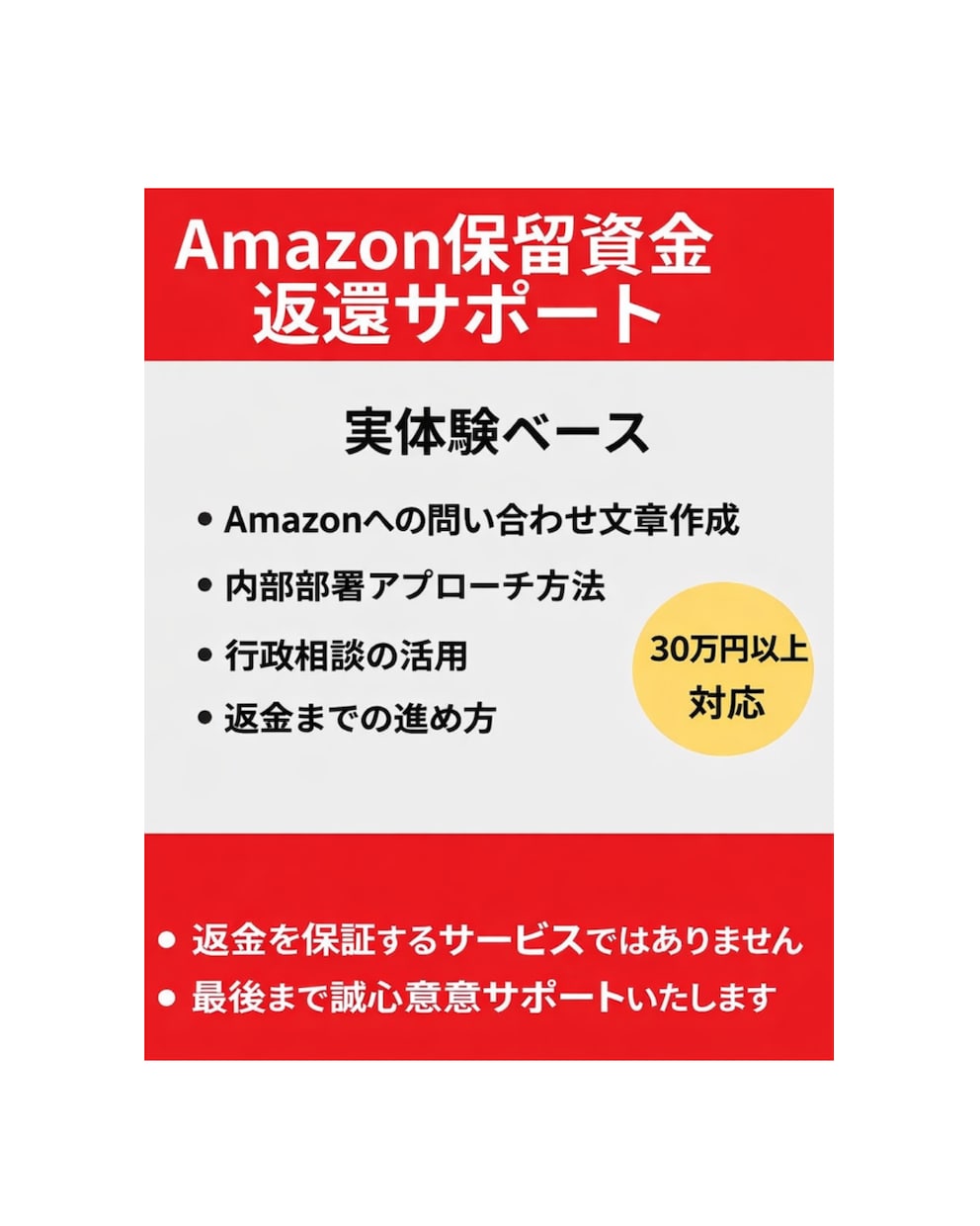 Amazon停止後の保留資金返還サポートします Amazonアカウント停止後の売上金回収方法を伝授 イメージ3