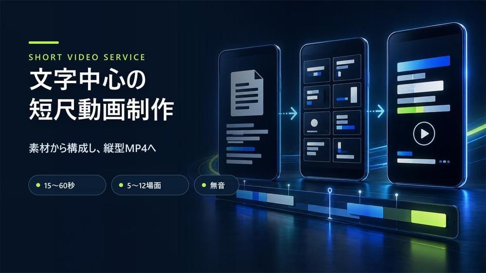 支給素材から文字中心の縦型短尺動画を制作します 文言と画像を整理し、読みやすい無音MP4へ イメージ1