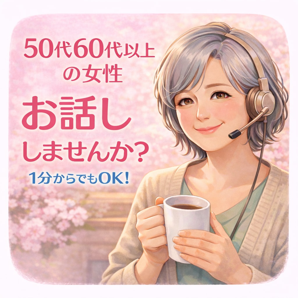 お試し１分もOK 50代60代以上女性お話聞きます 寂しい時・誰かと話したい時・雑談OK！人生後半を心地よく✨ イメージ3