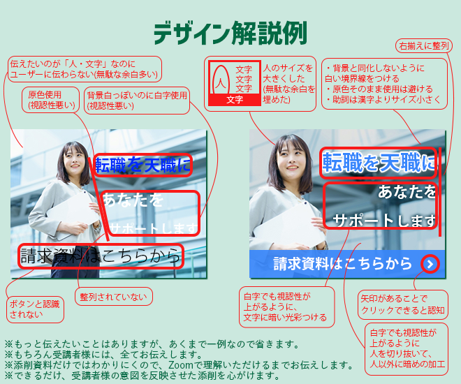 みっちりサポート！あなたのデザインFBします デザイン独学勉強に自信がない。あなたのデザイン悩みを解消！ イメージ2