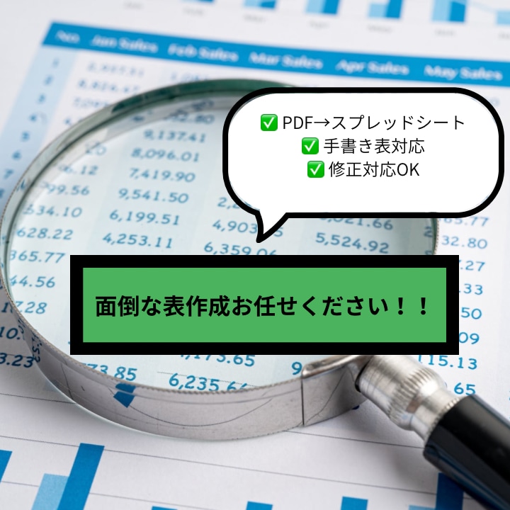 画像・PDFの表をスプレッドシートに変換します 画像を送るだけ！スプレッドシート化します イメージ1