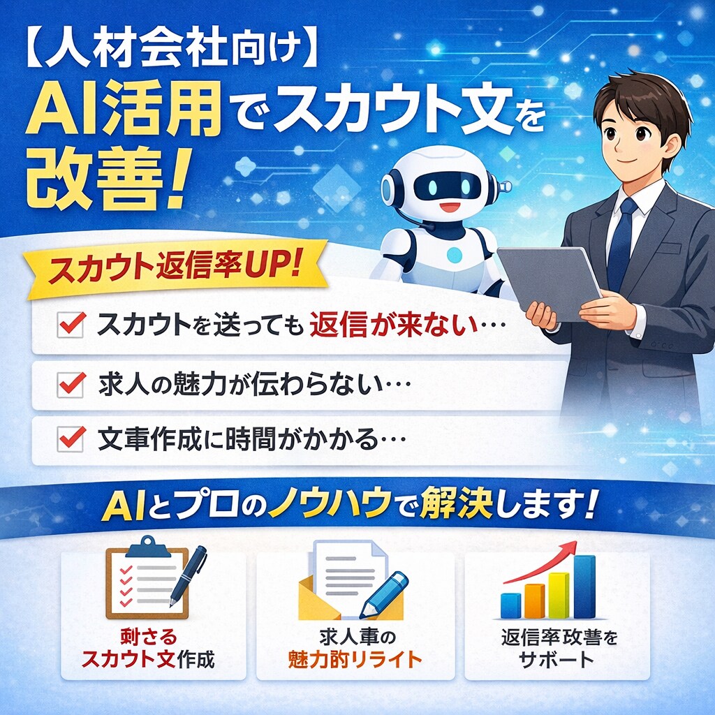 スカウト返信率を上げる文章作成します 人材会社向け｜AI×実務視点で刺さる文章設計 イメージ1