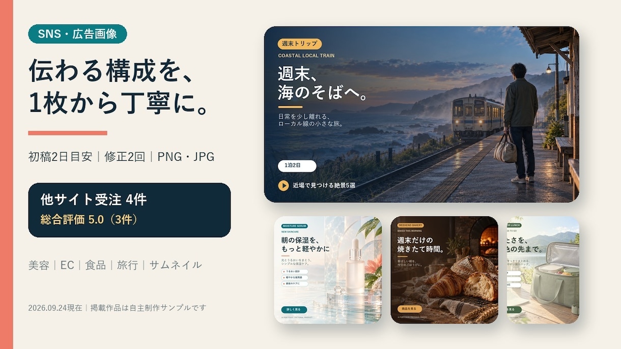 美容・EC向けSNS広告画像を制作します 上品で見やすいInstagram画像を1枚から イメージ1