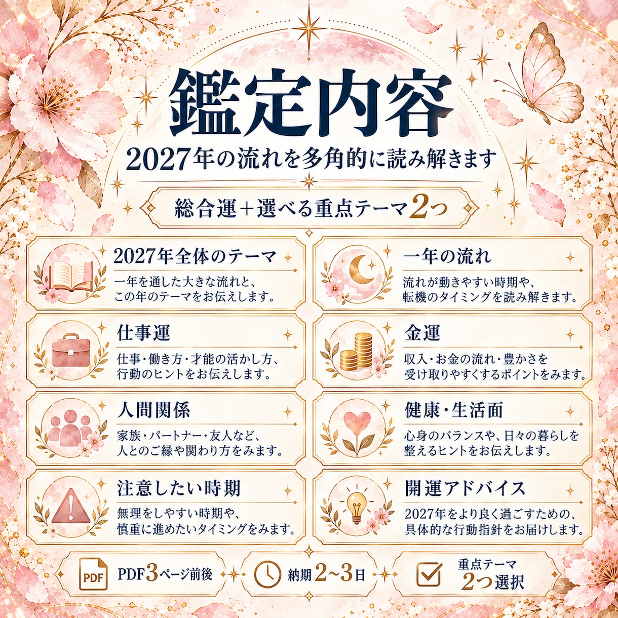 2027年の総合運・一年の流れを詳しく鑑定します 仕事・金運・人間関係＋選べる重点テーマ2つ｜PDF鑑定書 イメージ2