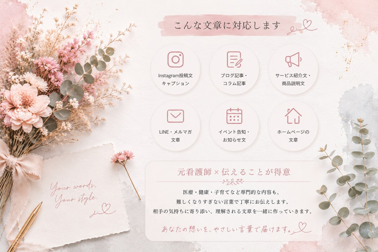 SNSやブログの文章をあなたらしく整えます 伝えたいけど言葉にならない想いを一緒に整理します イメージ3