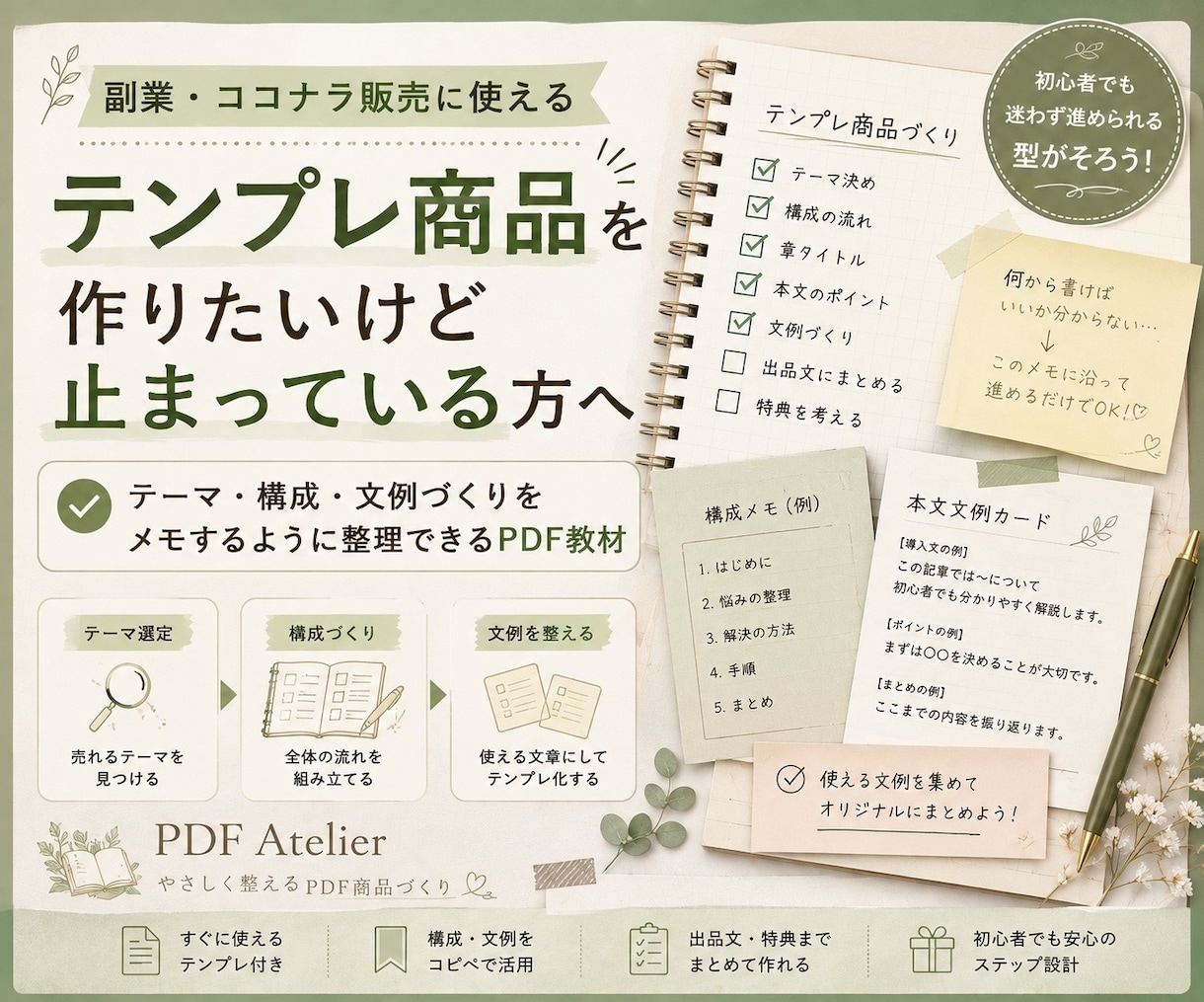 テンプレ商品づくりの手順をお渡しします アイデアを販売用テンプレの形へ イメージ1