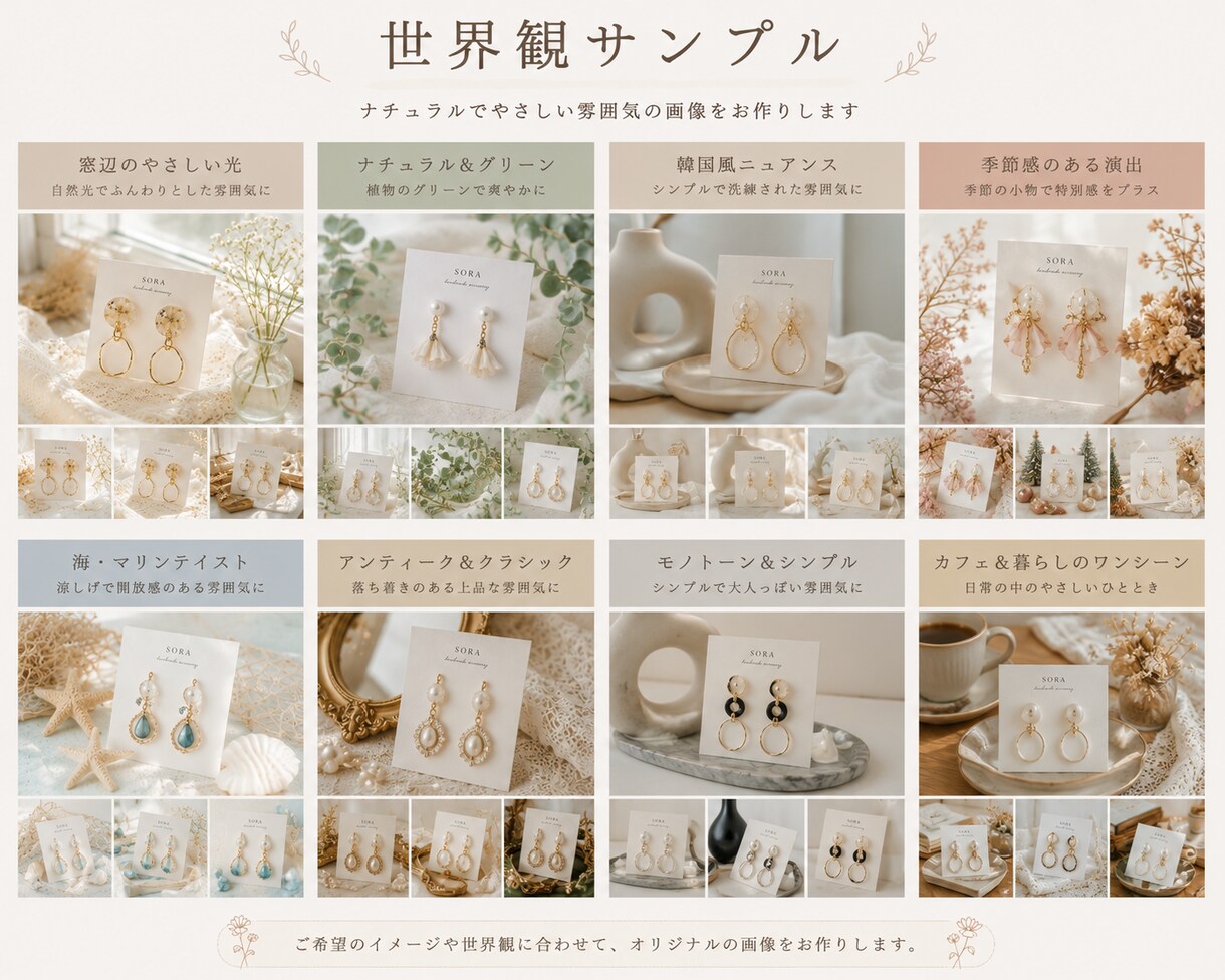 ハンドメイド作品の商品画像をおしゃれに加工します 売れる雰囲気のハンドメイド商品画像を作成します イメージ3