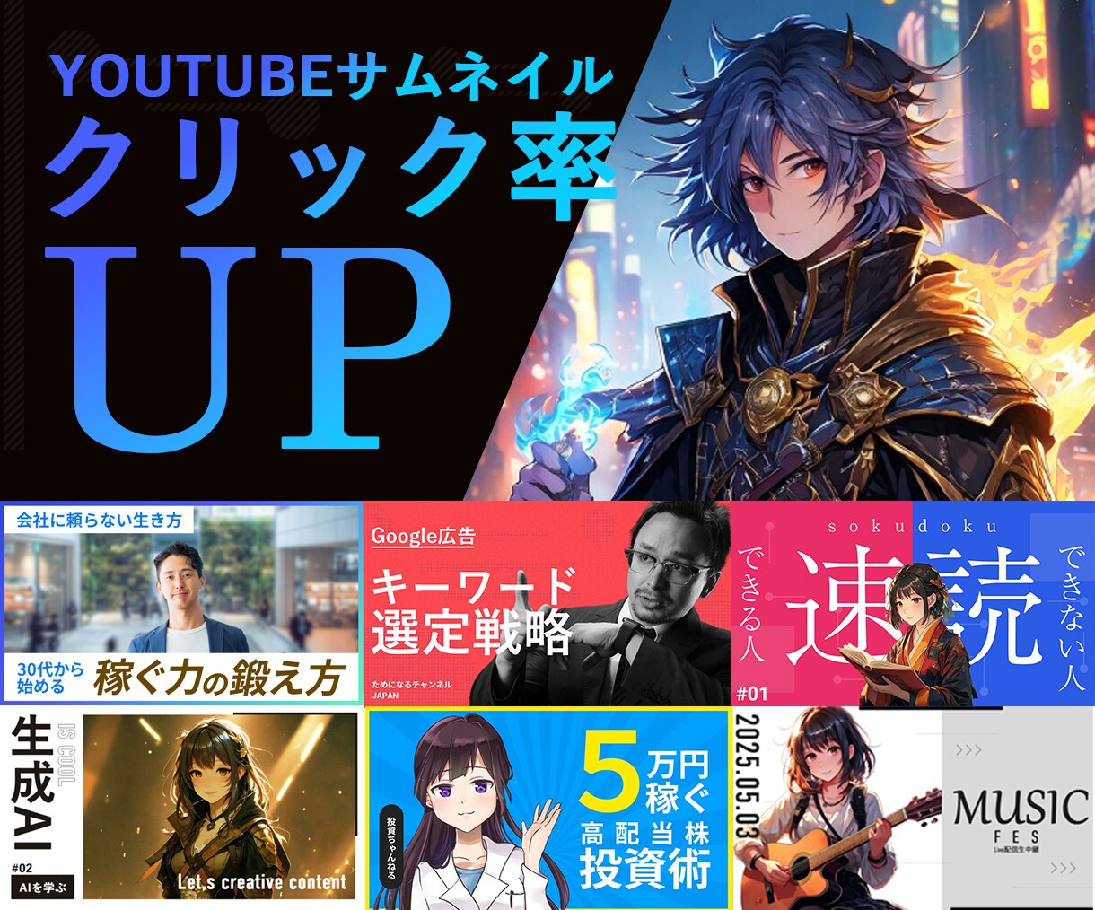 視聴率に貢献！YOUTUBEのサムネイル作ります WEBデザインで培った技術でYOUTUBEの視聴率UPに貢献 イメージ1