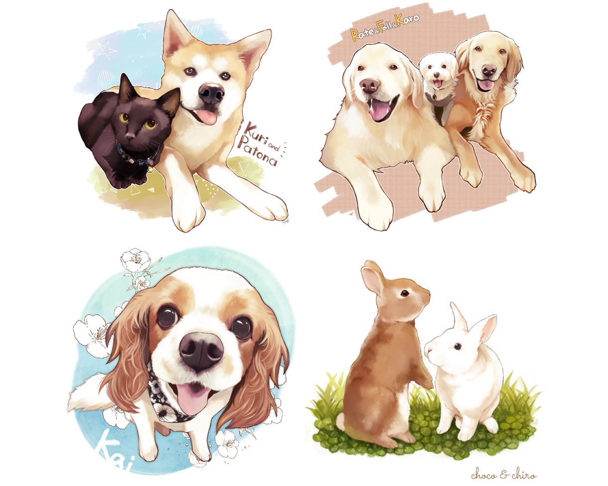 様々な絵柄で*ペット・動物のリアルイラスト描きます 【商用利用可】SNSアイコン・プレゼント・ご自宅に飾る用など イメージ2