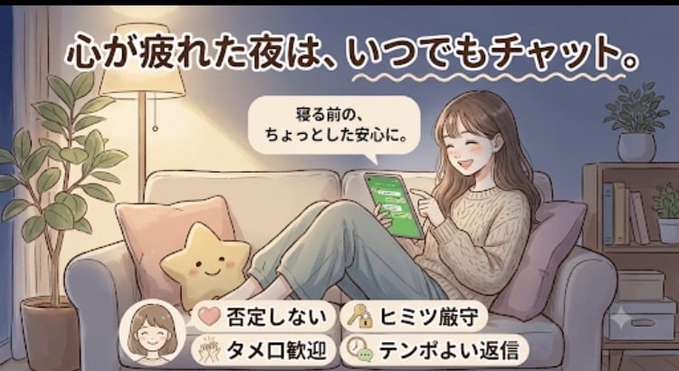 友達感覚のチャット♪愚痴や雑談、悩みお聴きます スマホ片手に話しませんか？友達みたいに何でも聴くよ！ イメージ3