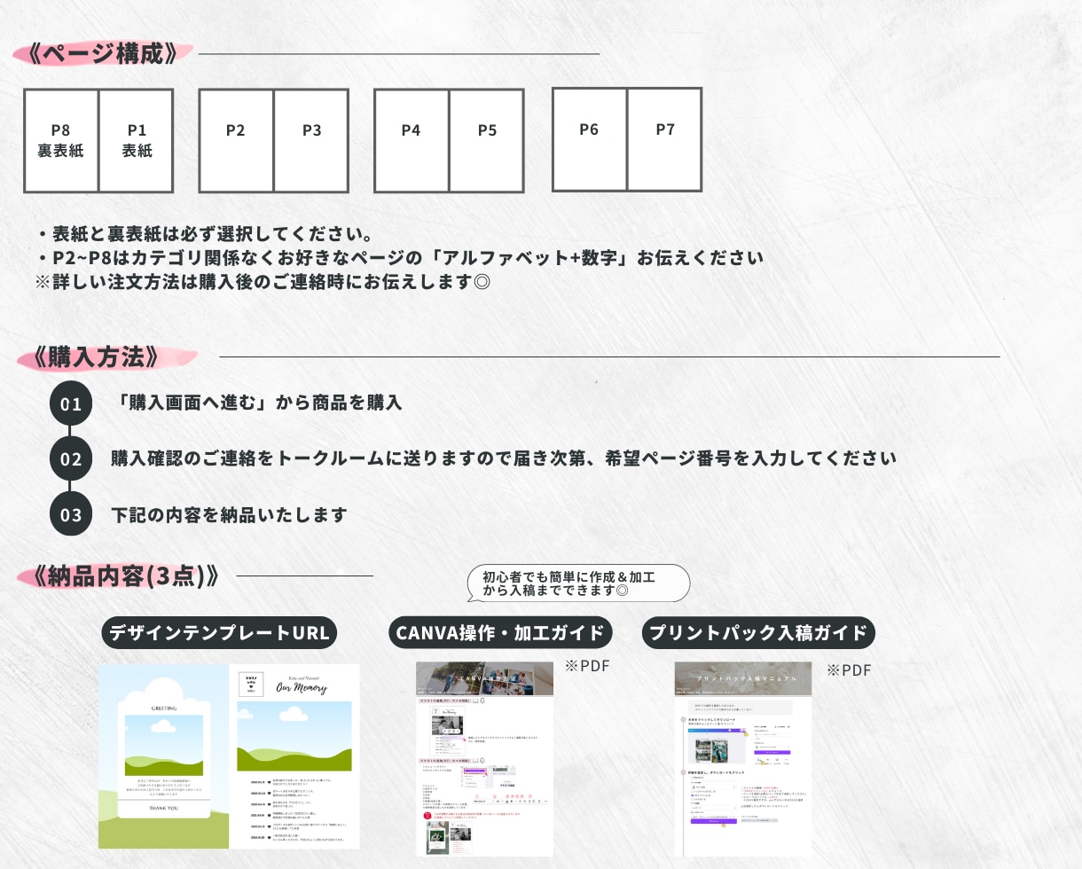 全ページ選べる◎お洒落プロフィールブック作れます 忙しい花嫁様へCANVA操作加工ガイド＆入稿ガイドプレゼント イメージ3