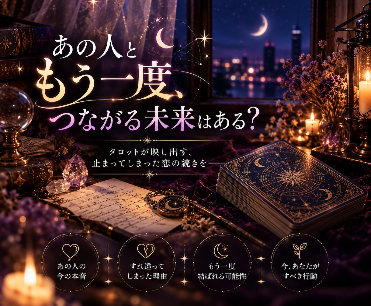 相手の本音と今後をタロットで深く読み解きます 恋愛・復縁｜月と星の5枚引きで相手の本音を読み解きます。 イメージ4