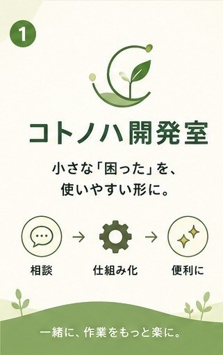面倒な作業を楽にするツールを作ります 小さな「困った」を一緒に解決します イメージ1
