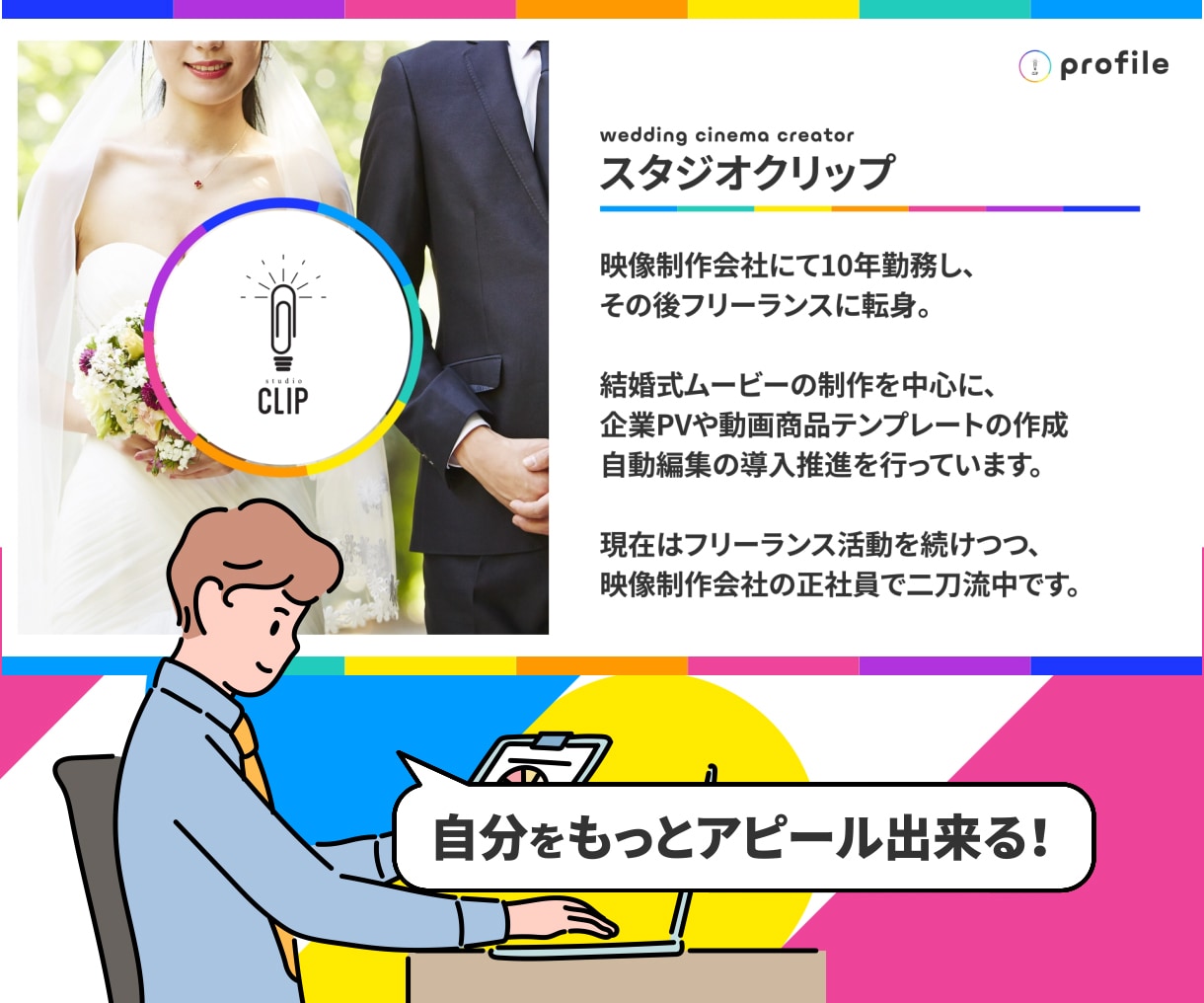 ココナラ出品者のポートフォリオ動画作ります サービスページの動画として登録可能！動くプロフィール紹介に イメージ3