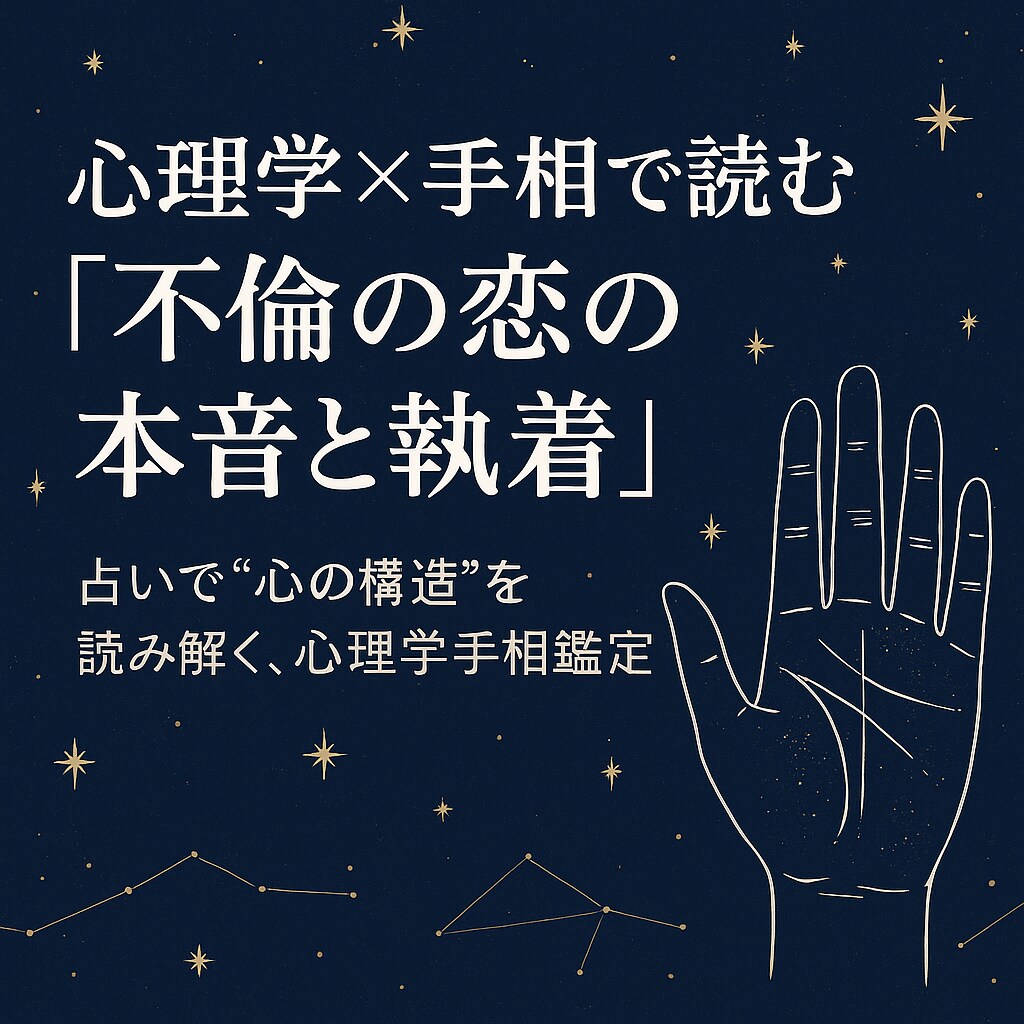 不倫・浮気の恋に悩む方へ｜心理学×手相で可視化ます 不倫の恋が教えてくれる、あなたの心の形。 イメージ1