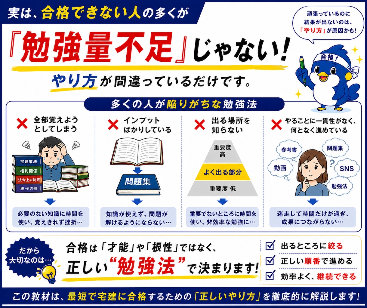 不動産ド素人が3ヶ月で宅建一発合格！勉強法教えます 宅建合格のカギは知識量じゃなく勉強法です！ イメージ3